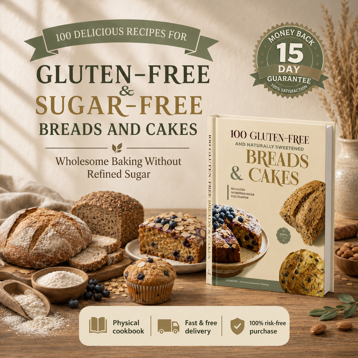 The Ultimate Gluten-Free & Sugar-Free Baking Collection | Paperback Book | 100 Bakery-Style Bread & Cake Recipes